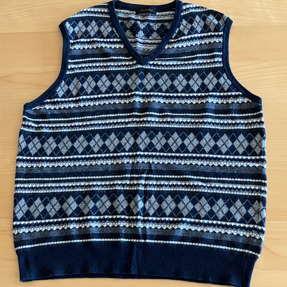 Emidio Tucci - Etro Blue and White V-Neck Sweater Vest